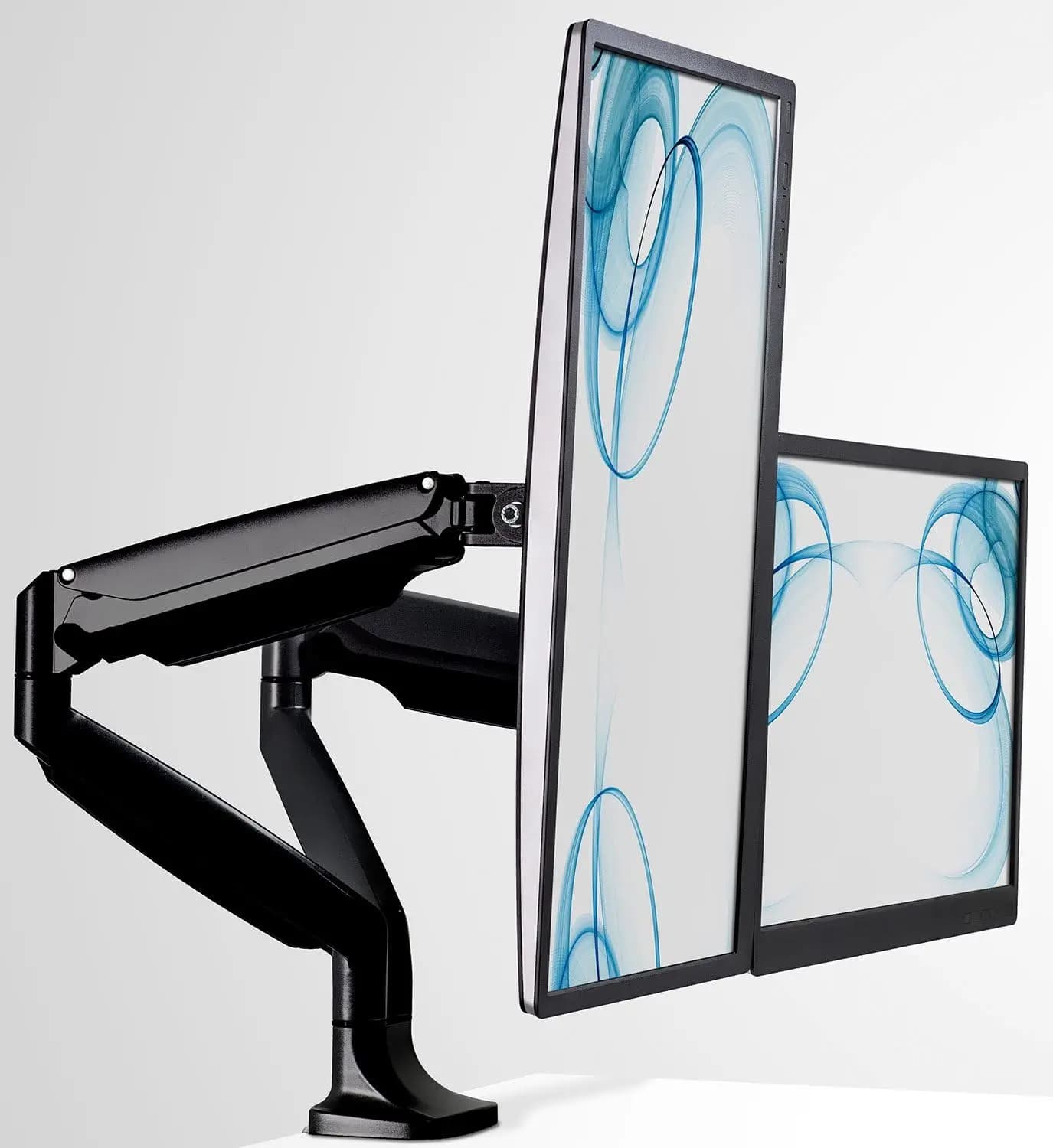 Supporto per Doppio Monitor | Supporto da scrivania | Due bracci articolati con molla a gas regolabili in altezza | Compatibile con VESA 2 x 24 27 29 30 32 pollici