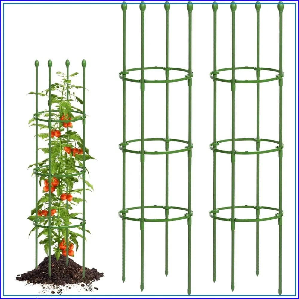 Breeze Touch Tomato Support Cages 2 Pack, Adjustable Trellis Up to 59 Inch for Garden & Pots, Plant Support for Climbing Vegetables, Flowers, Beans, Cucumber, Peony