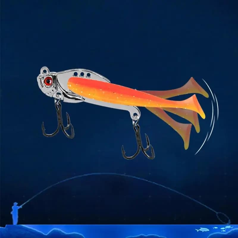 Esca da pesca in metallo VIB Esche da pesca finte 2 in 1 Lancio lungo Occhi 3D realistici Esche da pesca Esche da pesca in mare d'acqua dolce