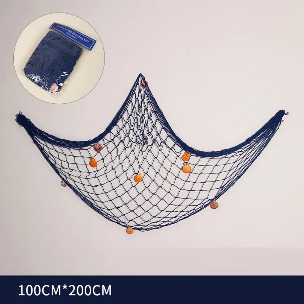 Rete da Pesca Decorativa da Parete con Conchiglie, Multi-misura, Stile Bohemien Costiero, Tema Spiaggia