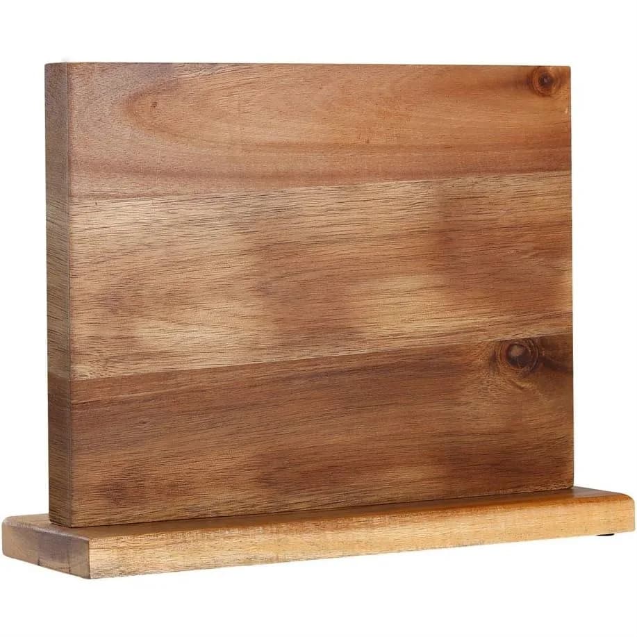 Portacoltelli Magnetico con Potenti Magneti al Neodimio, Supporto per Coltelli in Legno di Acacia a Doppio Lato per Organizzazione Cucina, Antiscivolo