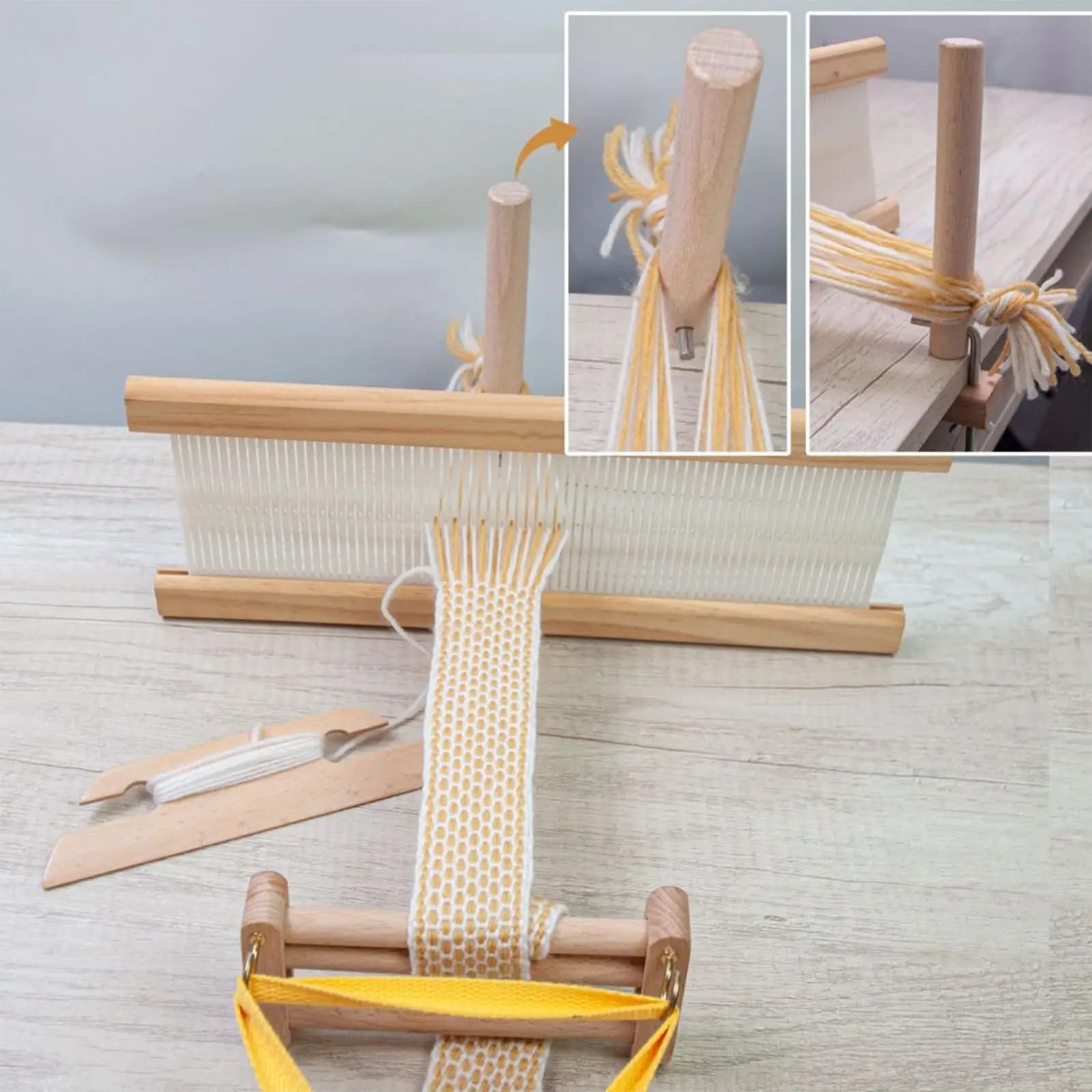 Weaving Loom Warping Pegs Wooden Desk Clamp Multipurpose Handcraft Kit for Knitting Machine Weave Bracelet Beginner