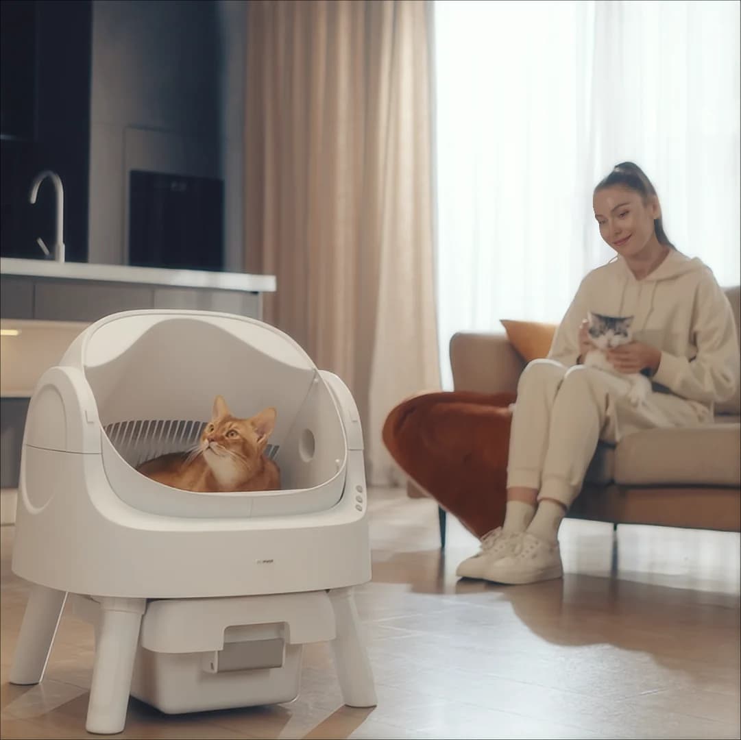 Petpivot Grande spazio Protezione di sicurezza Lettiera automatica per gatti senza paletta Lettiera per gatti intelligente autopulente