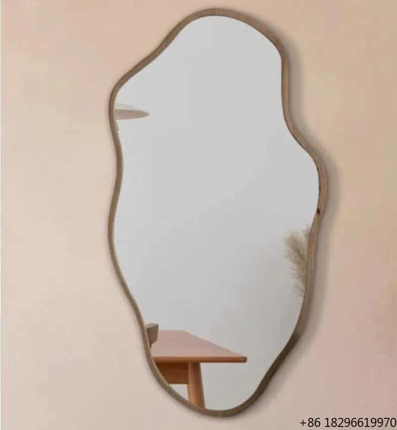 Irregular Asymmetrical Wooden Wall Mirror Nordic Style Home Decor Aesthetic Wall Art For Living Room Bedroom Bathroom