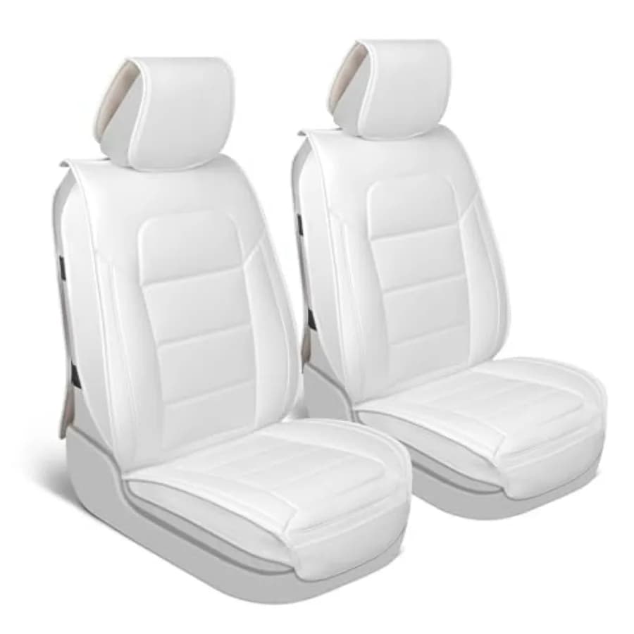 Coprisedili Anteriori Classici in Ecopelle, Set da 2 Pezzi per Auto, Camion, SUV, Adattamento Semi-Universale, Cuscino NStyle con Protezione Interna