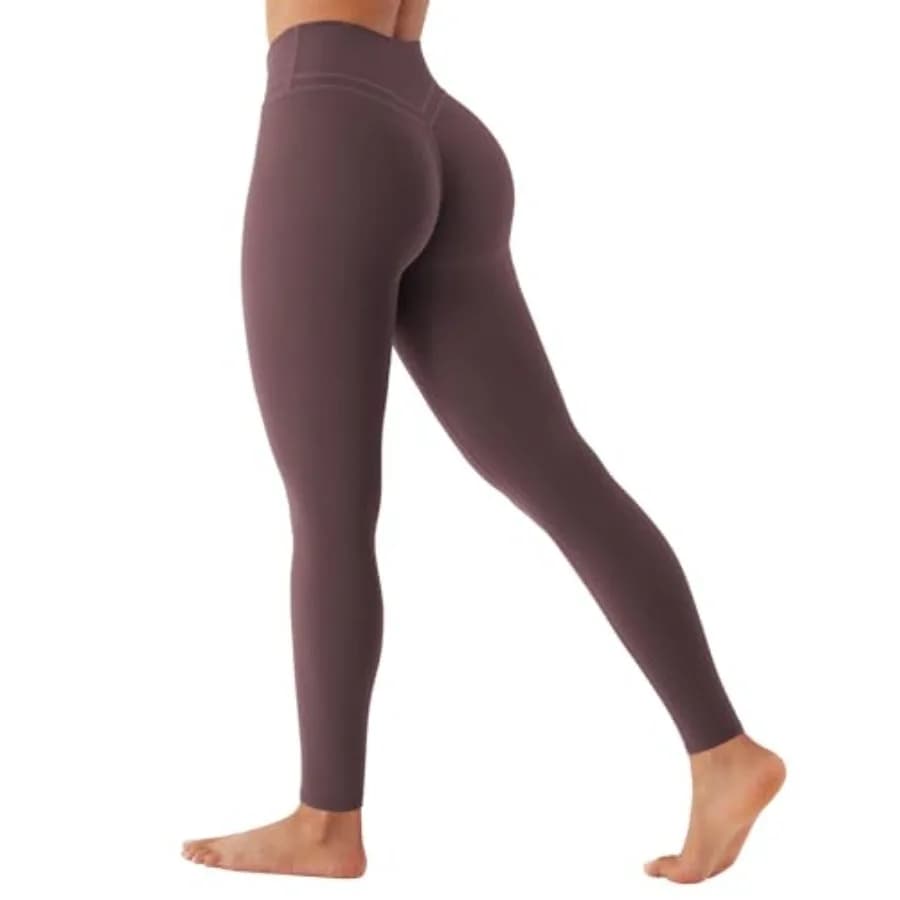 VOYJOY Leggings da Allenamento da Donna con Effetto Scrunch, Compressione e Sollevamento Glutei, Vita Media-Alta, 26 Pollici, Senza Cuciture, con Schiena a V, Pantaloni Yoga