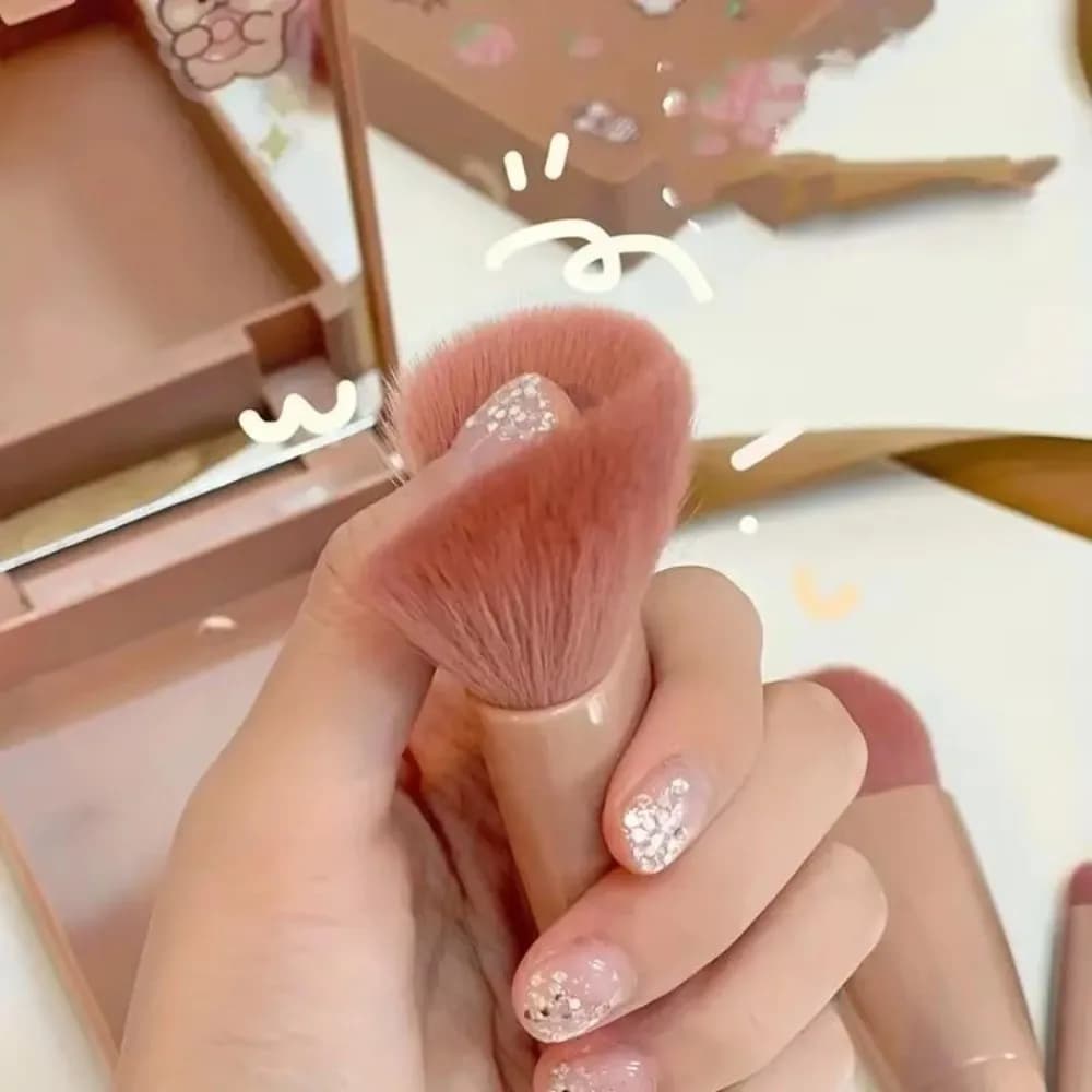 Set di 5 pennelli morbidi per il trucco con custodia e specchio, mini pennelli per il trucco, strumenti di bellezza portatili, kit di pennelli cosmetici