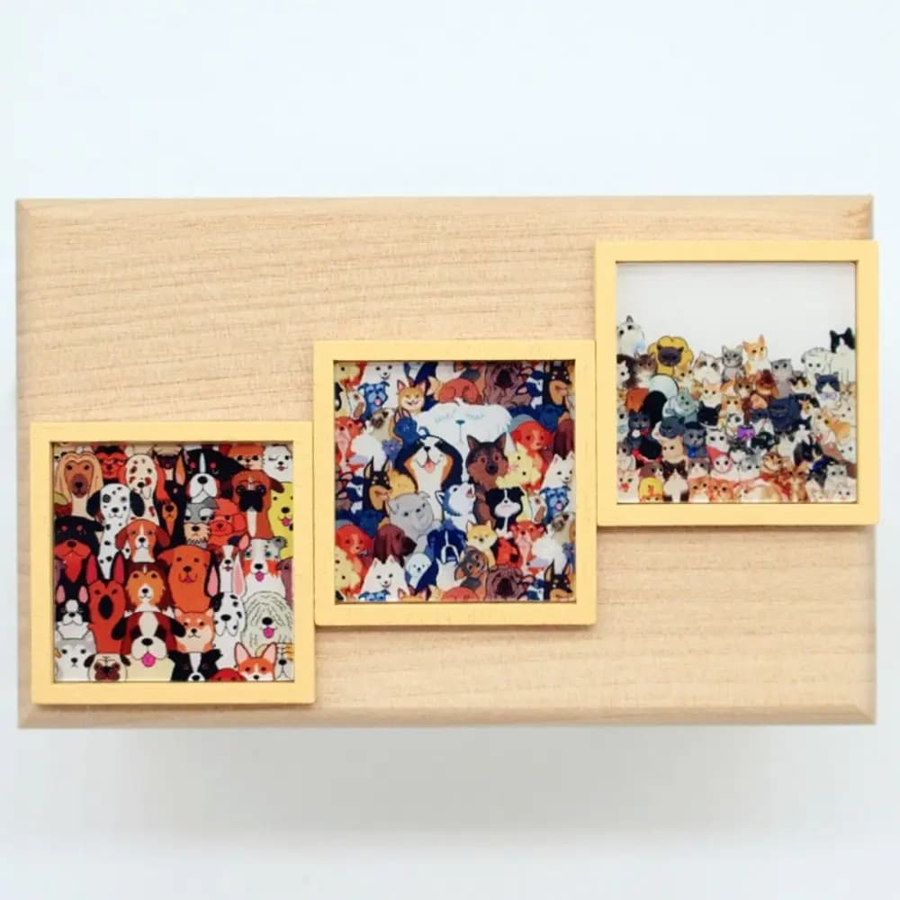 Mini cornice murale per casa delle bambole in legno quadrata per 1/3, 1/6 BJD pittura murale in miniatura casa delle bambole in stile moderno illustrazione bambini