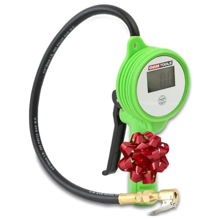Gonfiatore digitale per pneumatici con display LCD e 21 tubi flessibili per pneumatici da 0 a 175 PSI Manometro dell'aria con mandrino dell'aria a clip Nero