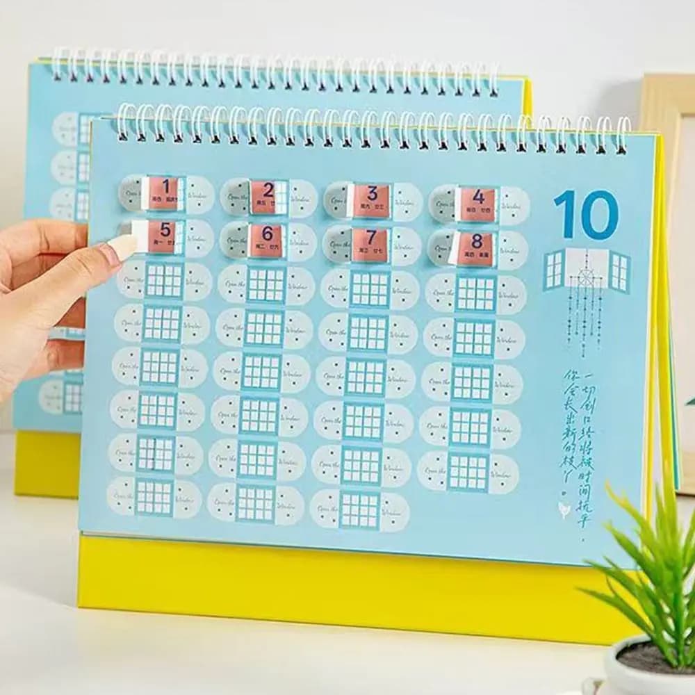 Kawaii 2026 Calendario Decorazione desktop semplice Foglio pianificatore da 365 giorni per alleviare lo stress Programma Organizzatore Accessori da scrivania