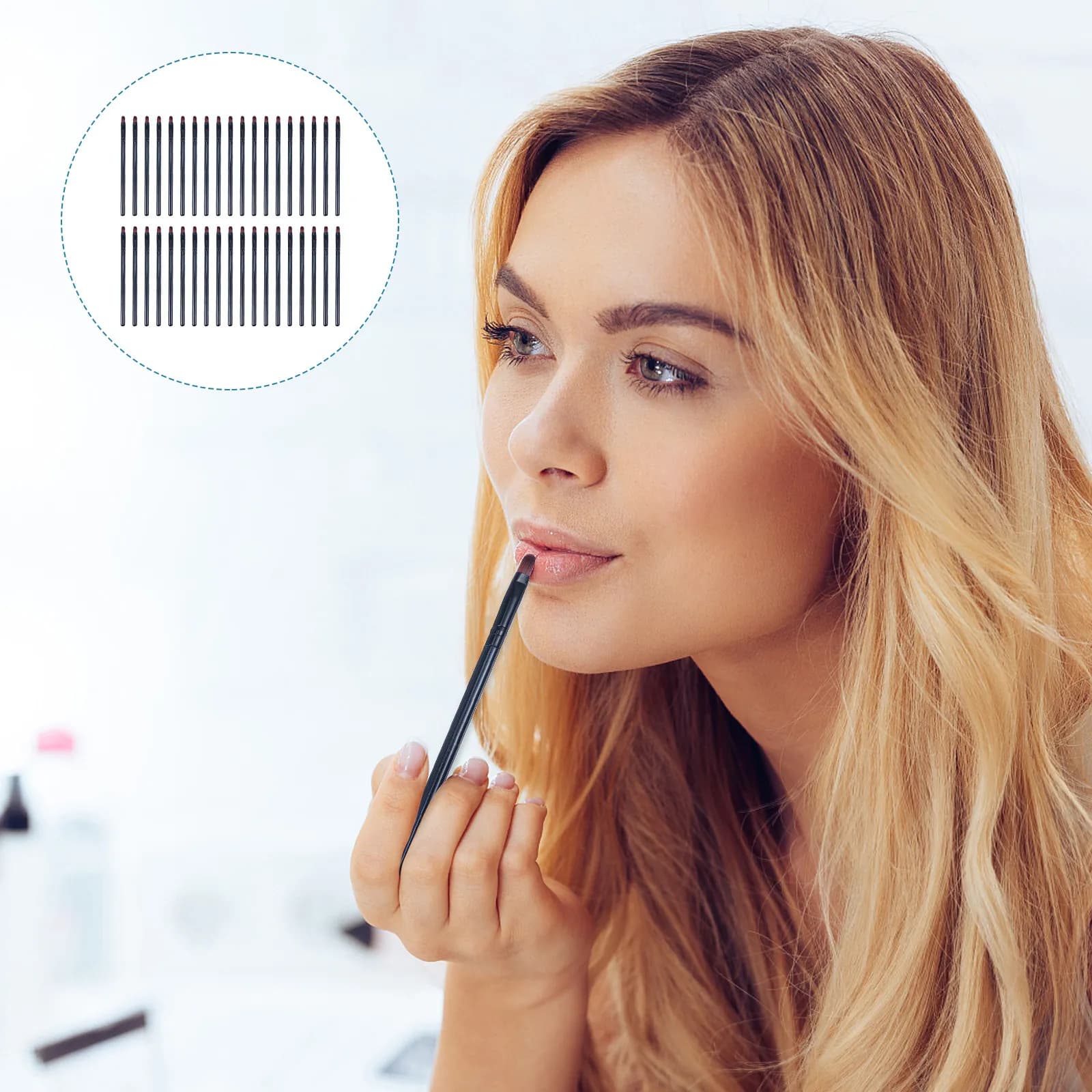 50 pennelli per labbra, pennelli per trucco, applicatori per rossetto portatili e leggeri, strumenti per il trucco multifunzione per uso professionale in viaggio