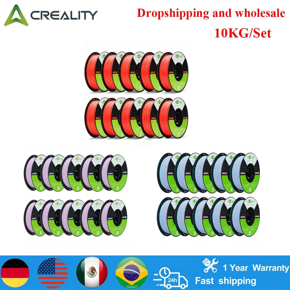 Official Creality 10KG Soleyin Ultra PLA Filament 1.75mm 300mm/s Speed 0.02mm Accuracy Quick Cooling Filament Fit FDM 3D Printer