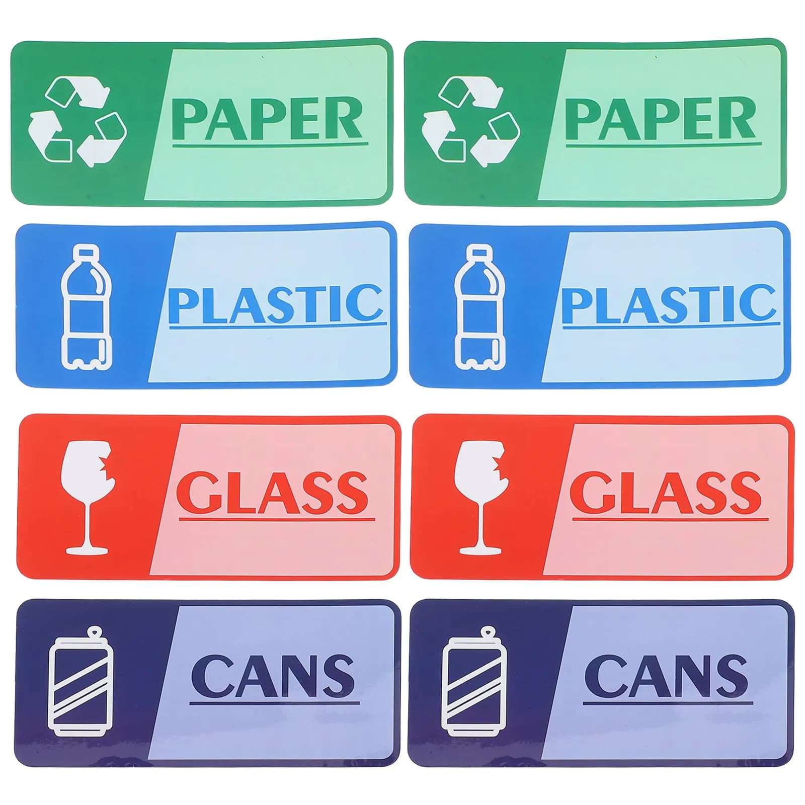 8 Fogli di Etichette Adesive Resistenti allo Sbiadimento per Contenitori della Spazzatura, Impermeabili, per Rifiuti in Plastica, Vetro e Carta