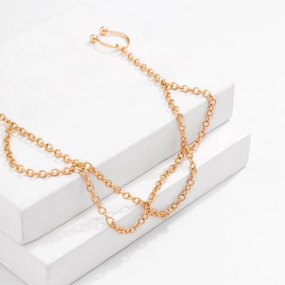 New Fashion Piercing Jewelry Temperament Women Imitation Pearl Butterfly Tassel Chain Sweet Cool Earrings
