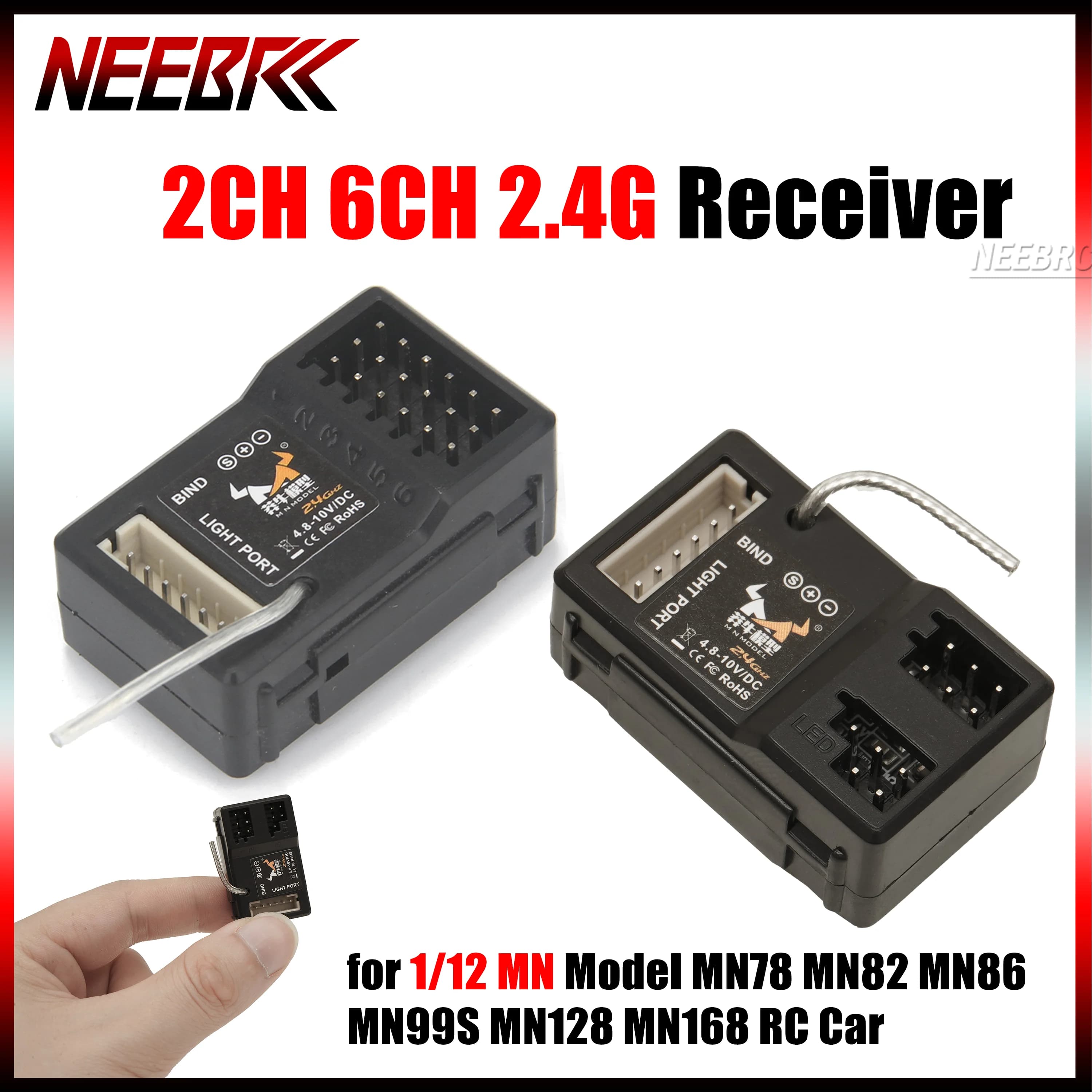 Ricevitore LED collegamento gruppo luce 2CH 6CH 2.4G 4.8-10V DC per 1/12 RC Car Crawler MN82 MN86 MN78 MN99 MN128 MN168 MN111 MN90 WPL