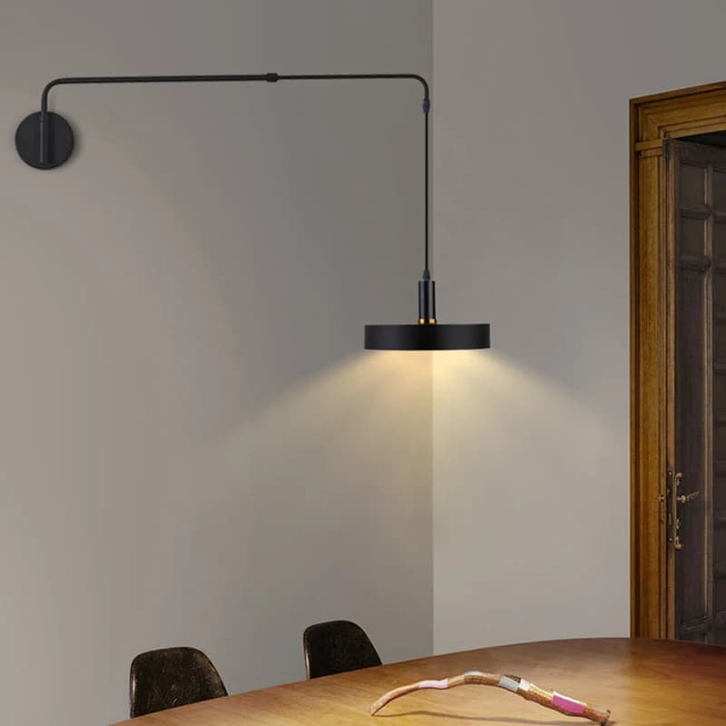 Modern black metal wall lamp for reading on the bedside table Long arm wall lamp with scalable adjustment