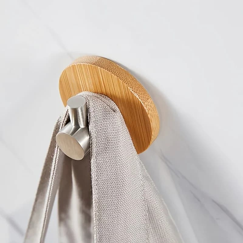 1pc Adhesive Hooks, Wall Mounted Kitchen Bathroom Towel Hat Scarf Key Holder Coat Hook Organizer Clothes Hanger