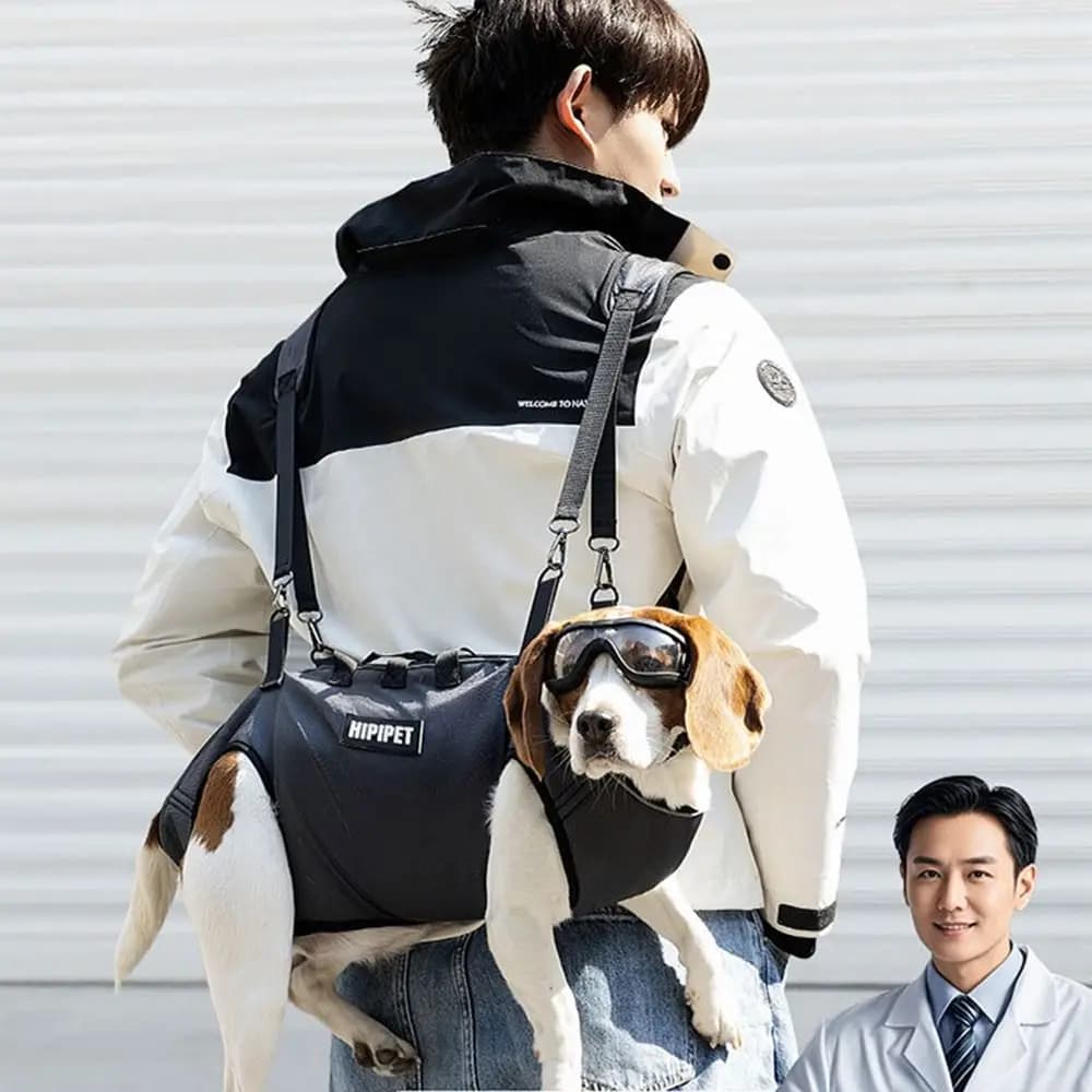 Zaino traspirante per animali domestici con tracolla regolabile, supporto completo per il sollevamento del cane, portatile a spalla e a mano