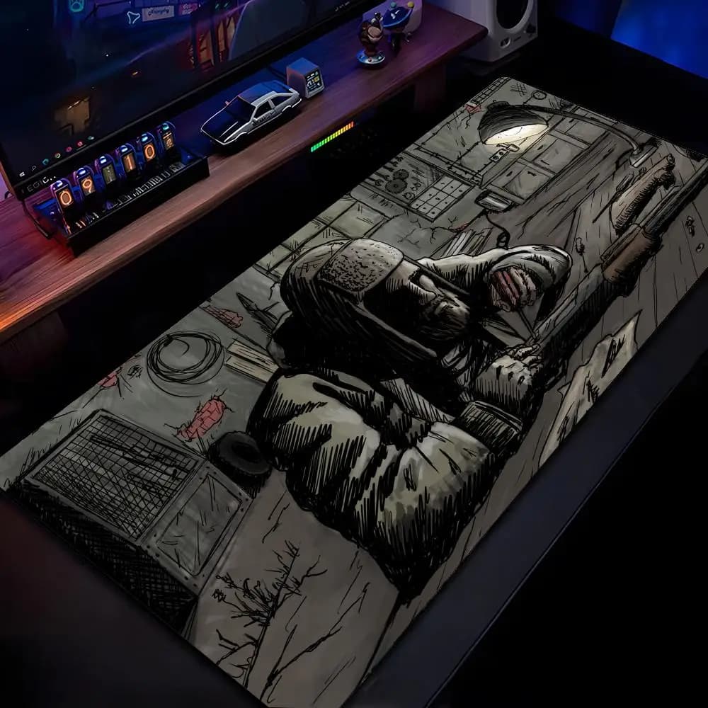Tappetino per mouse Escape From Tarkov, stampa HD, per giocatori di computer, con bordo bloccabile, antiscivolo, XXL 90x40cm, per tastiera e scrivania PC