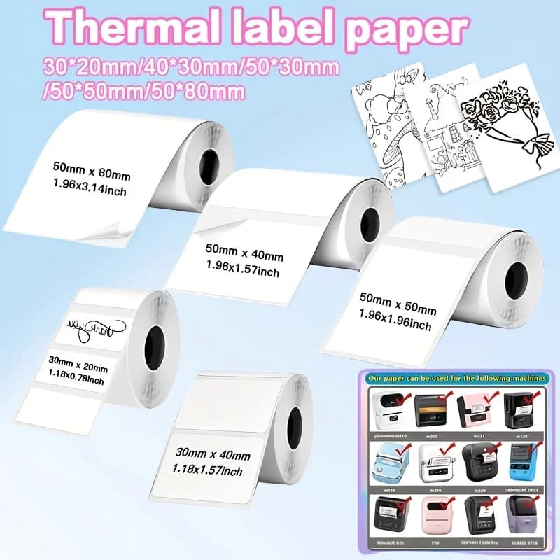 Etichette adesive bianche con stampa: adesivo forte, impermeabile e senza arricciatura! Compatibile con etichettatrici M110/M220/M221 per la casa