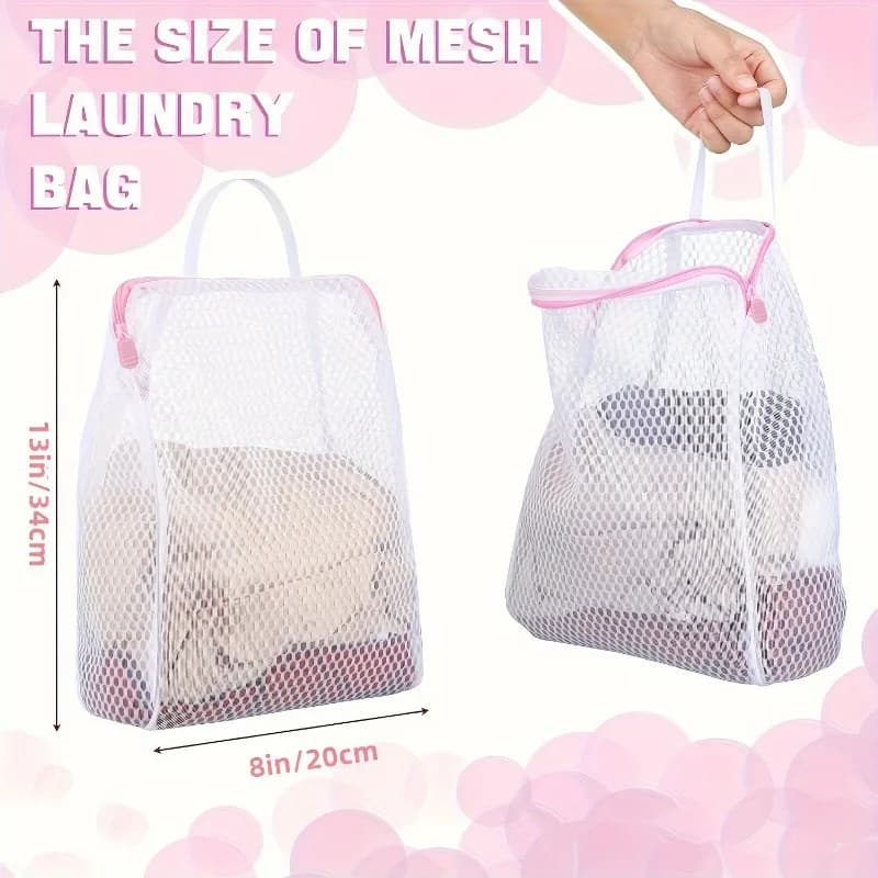 Durable rectangular laundry bag with zipper and handle, perfect for socks, underwear, and travel clothes