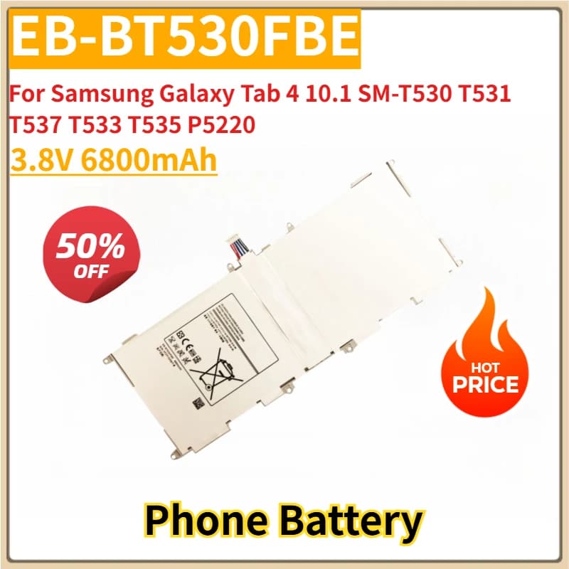 Nuova batteria di ricambio per laptopBatteria 3.8V 6800mAh EB-BT530FBE per Samsung Galaxy Tab 4 10.1 SM-T530 T531 T537 T533 T535 P5220