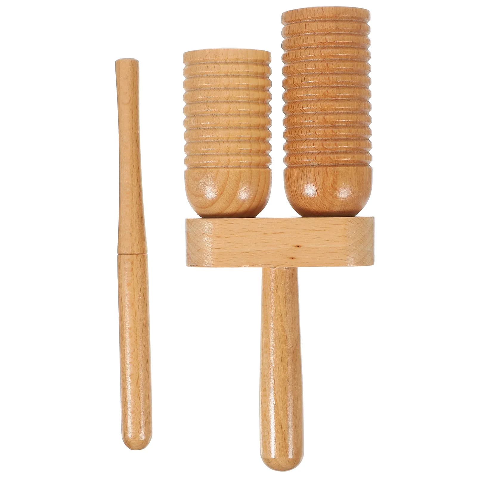 Strumento Musicale in Legno, Blocco Ritmico in Legno, Strumento a Percussione per Bambini e Principianti, Design Bangzi Alto-Basso, Legno Naturale