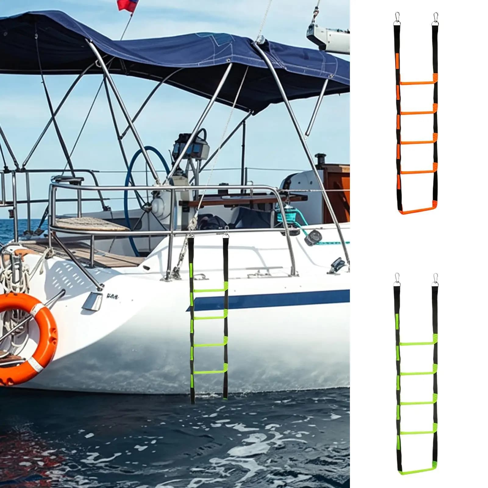 Boat Rope Ladder Portable Motorboat Rope Stair With 5 Step Folding Boat Ladder For Marine Yacht Kayak Pontoon Canoeing Fishing