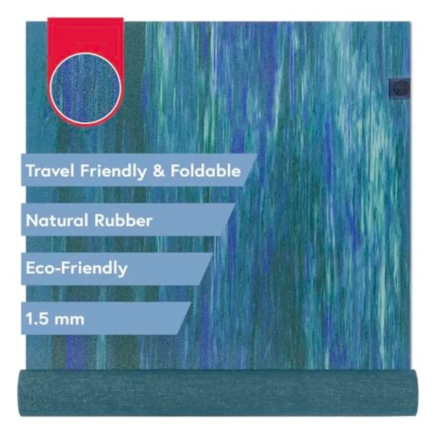 Tappetino Yoga eKO SuperLite - 1,5 mm in Gomma Naturale Pieghevole, Ideale per Viaggi, Superficie Morbida Testurizzata, Eco-friendly