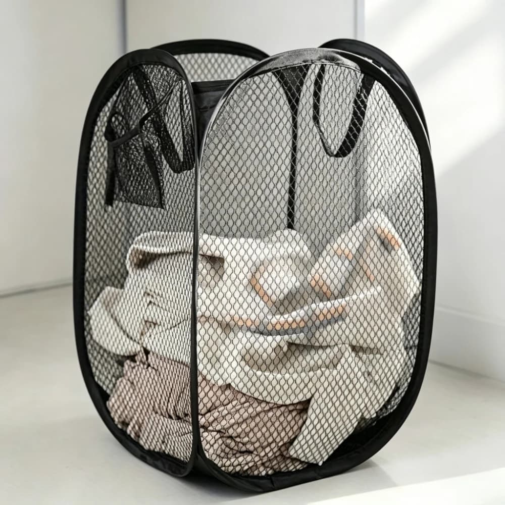 1Pc Collapsible Pop-up Mesh Laundry Basket, Portable Clothes Hamper for Dirty Clothes, Socks, Toys and Sundries Storage