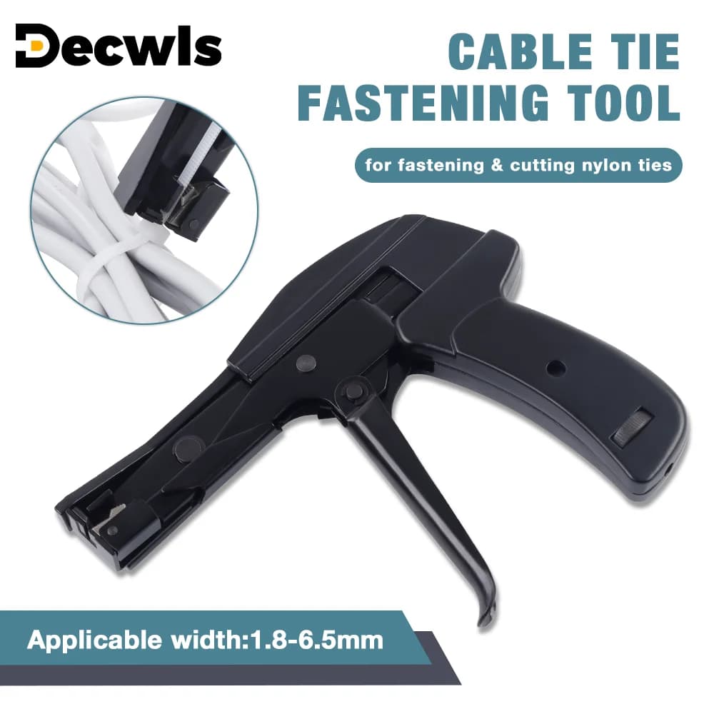 Strumento per il serraggio delle fascette, pistola per fascette regolabile, pinza per fascette, tensionamento e taglio manuali, adatto per fascette in nylon da 1,8-6,5 mm (1/4 di pollice), 200 fascette opzionali