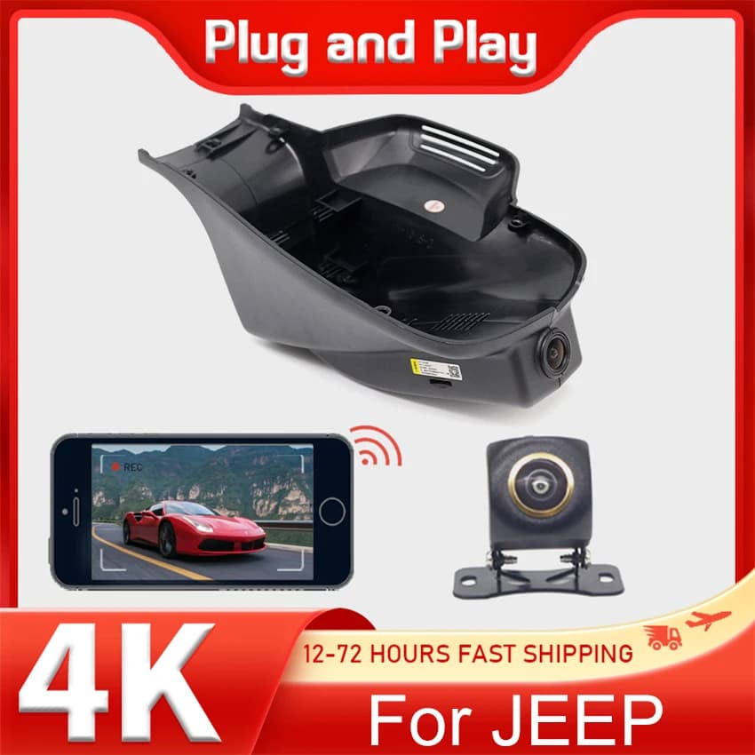 For Jeep Compass 2018-2023 Plug and play front and back Dash Cam for car camera recorder Dashcam WIFI Dvr registration devices for cars