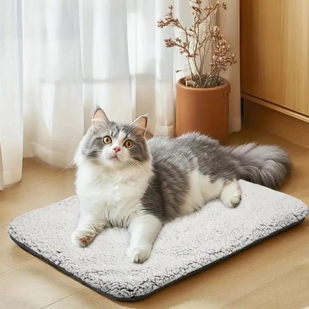 Warm Thermal Pet Pad Self Heating Cat Pad with Non-slip Base Thermal Pet Mat Bed for Dogs Cats Removable Washable Cover Indoor