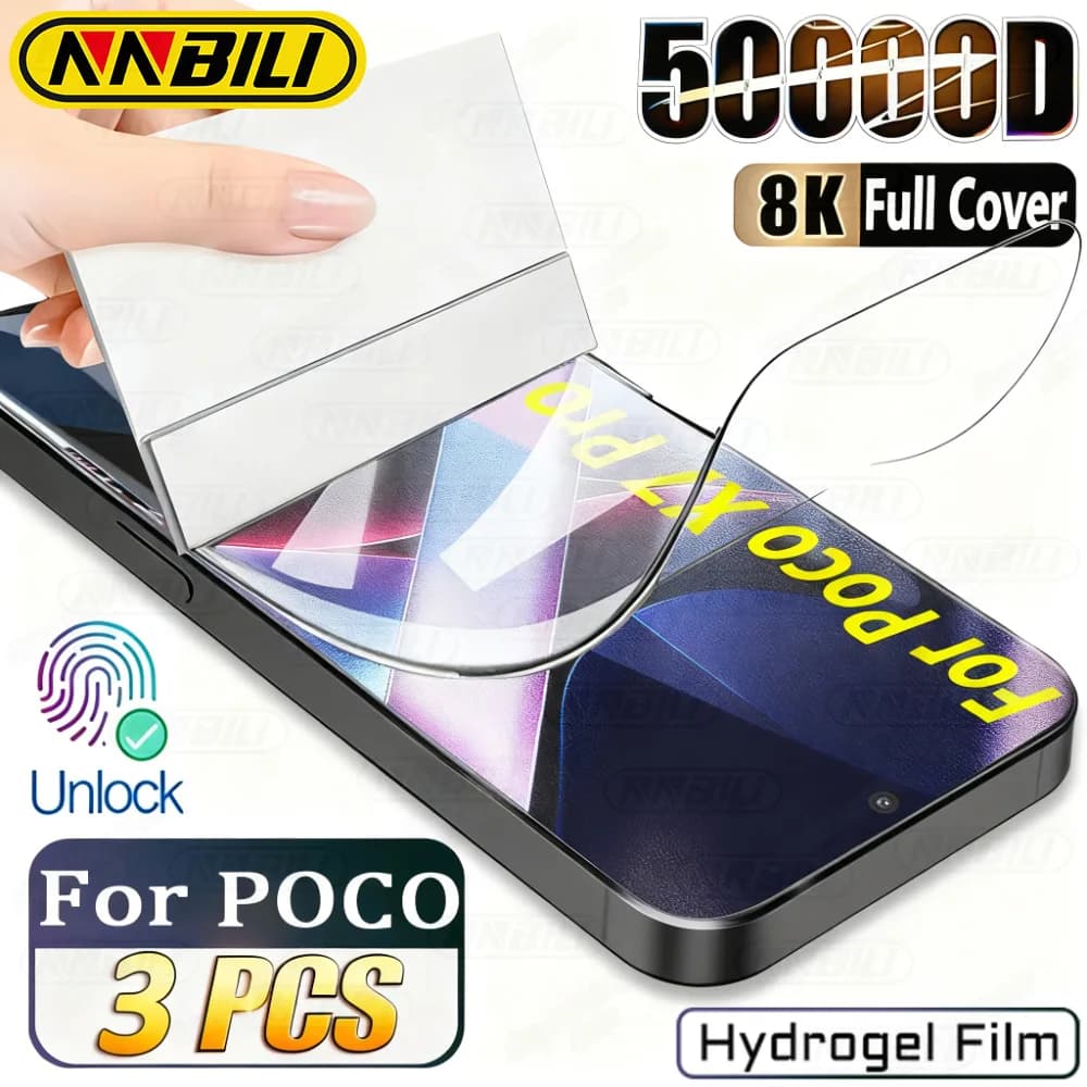 NNBILI 3 pezzi Pellicola Protettiva Morbida in Idrogel a Copertura Totale per POCO X7 Pro F8 F7 Ultra F6 F5 F4 F3 Protezione Schermo HD in Gel