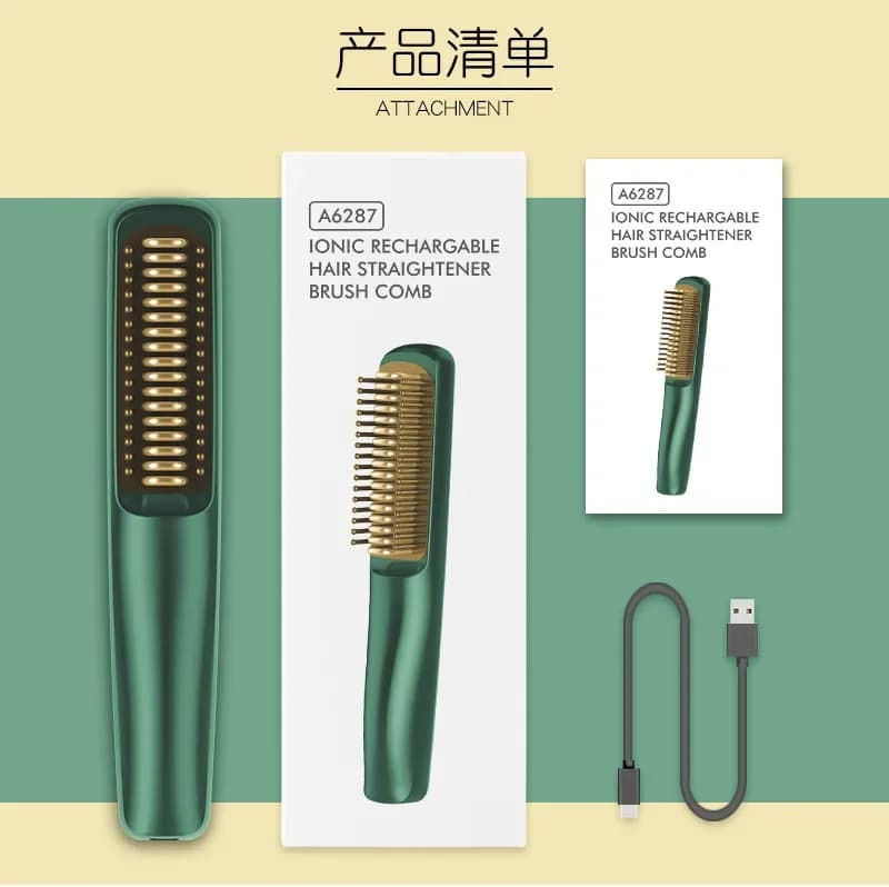 Piastra per Capelli Portatile USB Ricaricabile, Mini Piastra per Capelli con Pettine Integrato, Best Seller