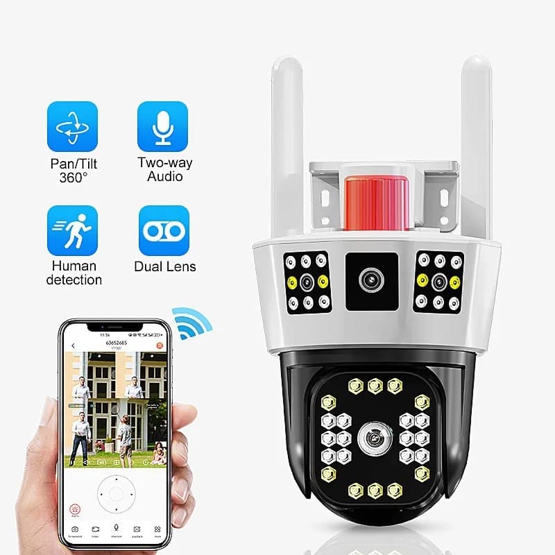 4MP V380pro/Yoosee APP Dual Lens Full Color Wireless PTZ IP Dome Camera AI Humanoid Detection Home Security CCTV Baby Monitor