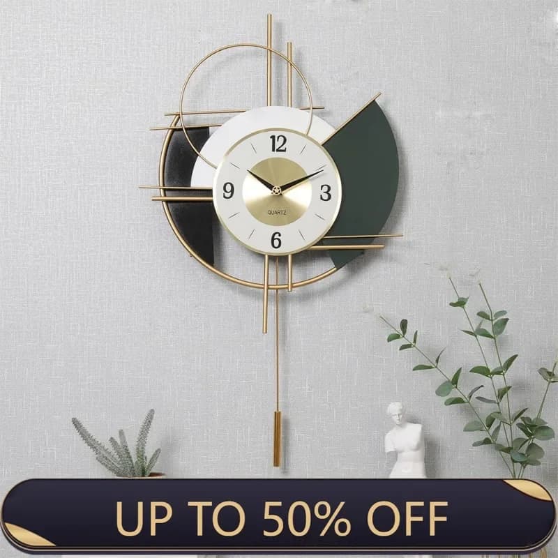 Modern Wall Clock Luxury Metal Pendulum Clock Interior Elegant Decorative Wall Clocks Nordic Living Room Art Decorations Watch