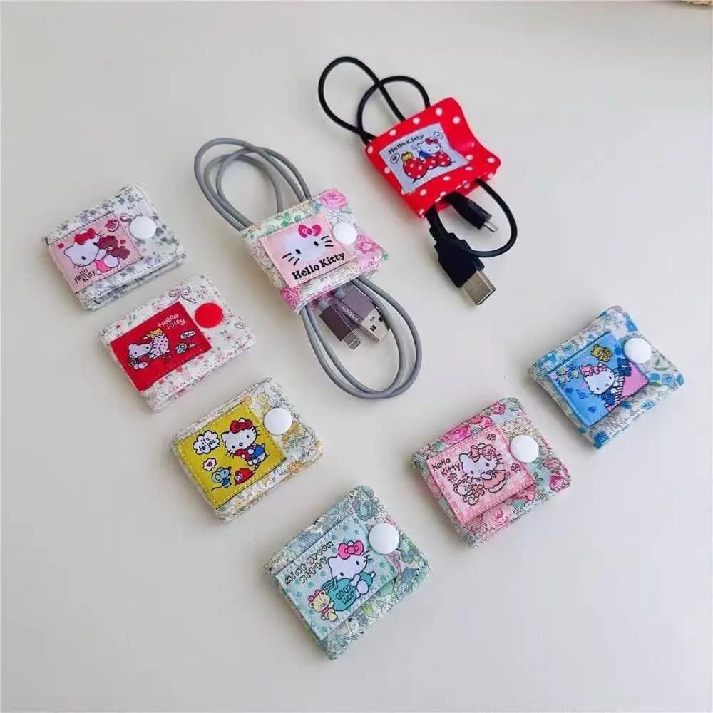 Clip Portacavo in Tessuto Anime Hello Kitty, Organizzatore per Cavi di Ricarica KT Cat, Avvolgicavo, Regali di Compleanno