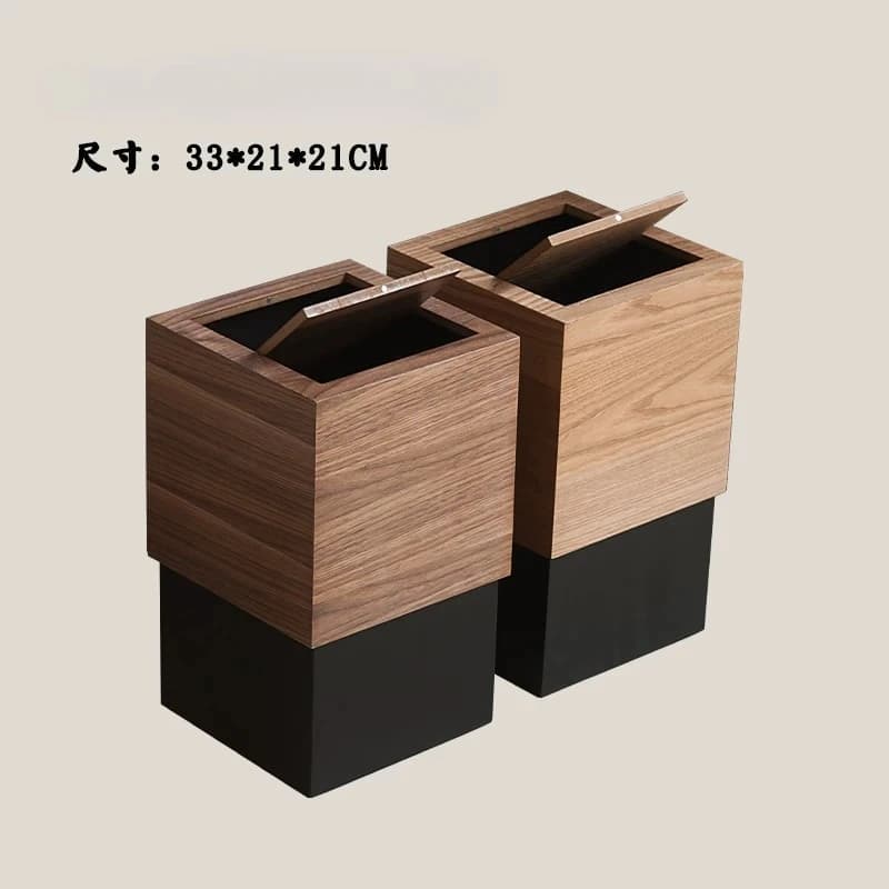 Square Wooden Lidded Trash Simple Creative Waste Basket for Home, Bathroom & Hotel, Premium Stylish Household Garbage Container
