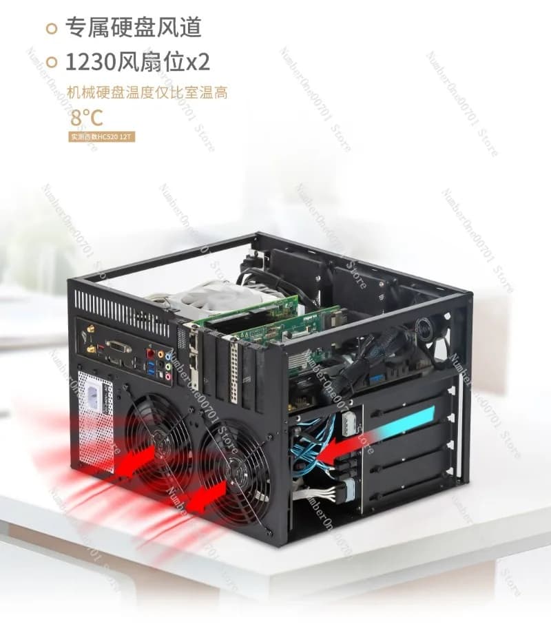 8 Bay NAS Aluminum Chassis ATX Motherboard SFX PSU Network Storage Server Case For UNRAID Home Data Storage