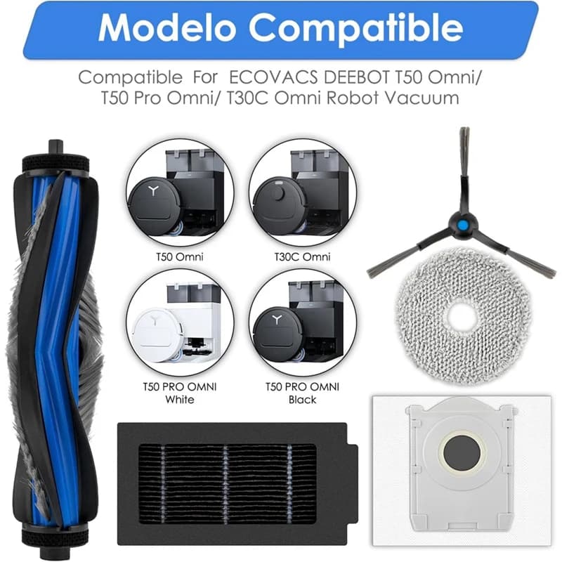 A66T 21Pcs Replacement Parts for ECOVACS DEEBOT T50 Pro T50 Omni Roller Brush Filter Mop Bag