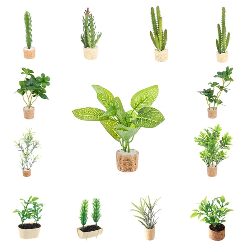 Casa delle bambole albero in miniatura in vaso Cactus foglia verde pianta in vaso piante verdi decorazione del giardino collezione casa delle bambole giocattoli per bambini