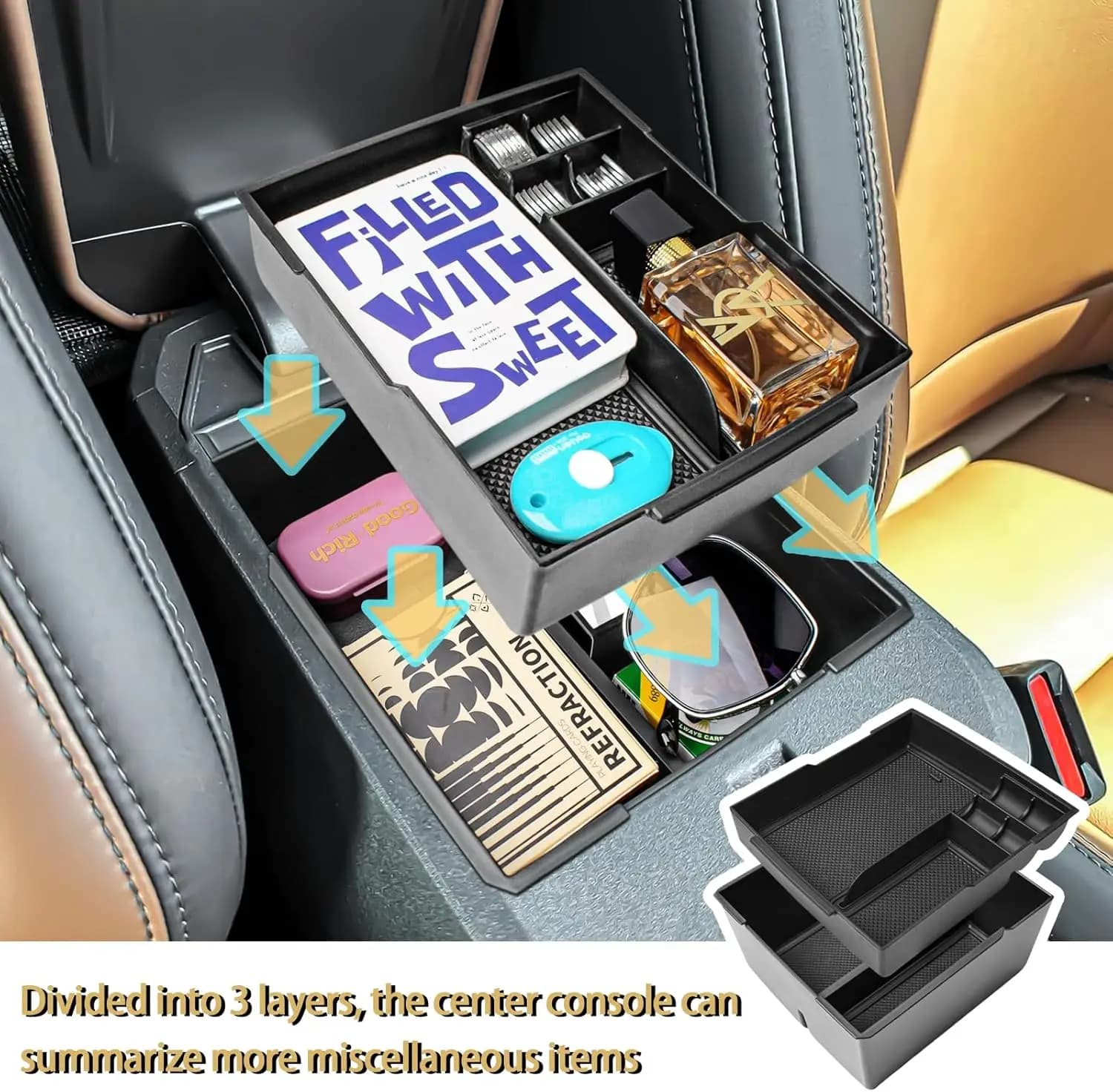 Tucknbox Set di 2 Organizzatori per Console Centrale per Ford Maverick 2022 2023 2024 2025, Accessori per Bracciolo, Scatola Portaoggetti per Auto
