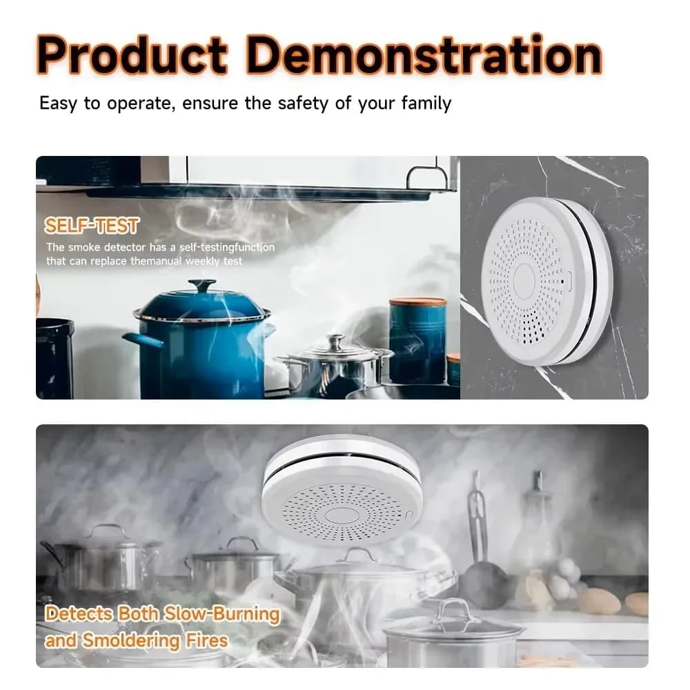 2-in-1 Zigbee Smoke and Carbon Monoxide Detector Wireless Smart Fire Alarm with App Notification Home Safety Security Sensor for