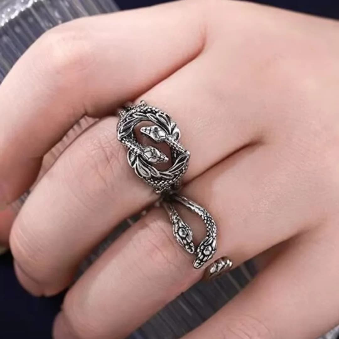 Snake head Punk Ring Opening Adjustable Men's Women's Personality Exaggeration Creative Design Metal Ring Party Jewelry 2022