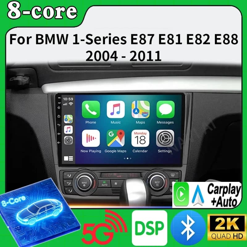 Android 16 For BMW 1-Series E88 E82 E81 E87 2004 - 2011 QLED Android Car Radio Multimedia Video Player GPS 5G CarPlay Stereo