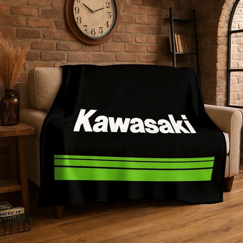 Coperta in flanella K-KAWASAKI Racing Car Moto Sign, morbida e calda, per camera da letto, soggiorno, letto, viaggi, campeggio, picnic, bambini