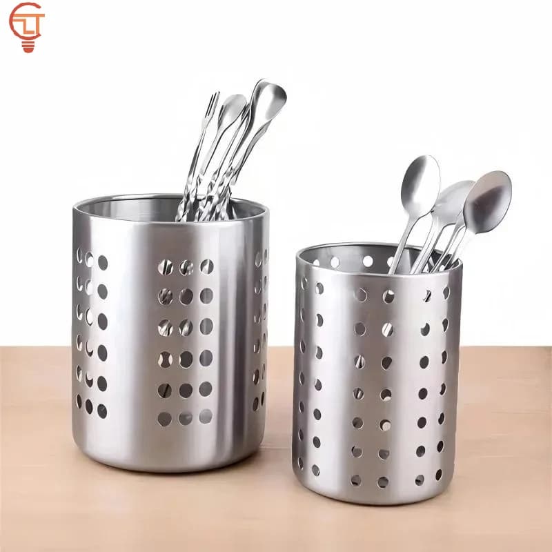 Organizzatore per Posate in Acciaio, Contenitore Cilindrico Multiuso per Gestione Efficiente della Cucina