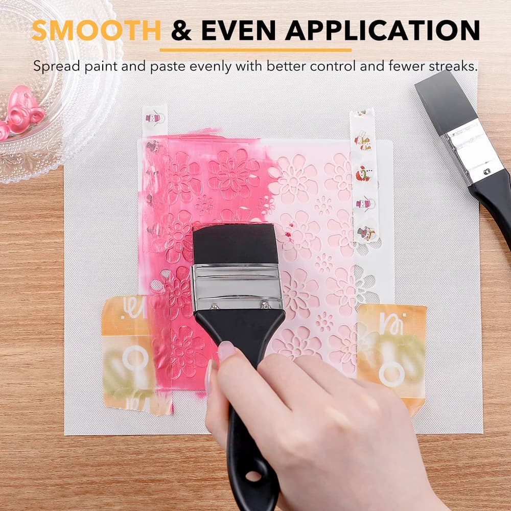 2pcs/Set Silicone Paste Spreaders 1"& 2" Flexible Silicone Spreading Tools for Acrylic Paint,Texture Paste,Mixed Media DIY Craft