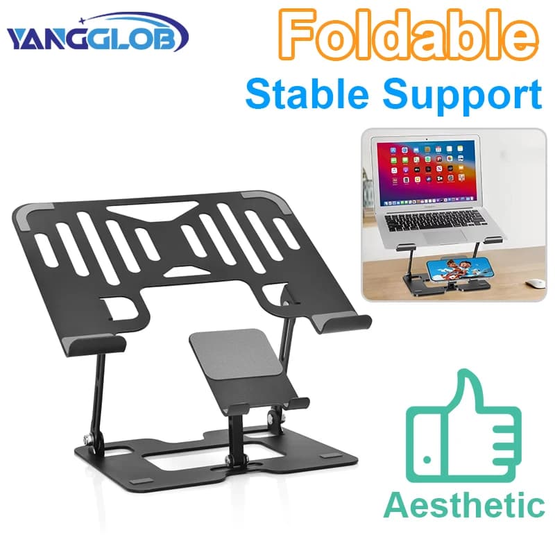 2 in 1 Metal Adjustable Phone & Tablet Laptop Stand for IPad Air Pro Desk Foldable Soporte Desktop Mount Holder Accessories